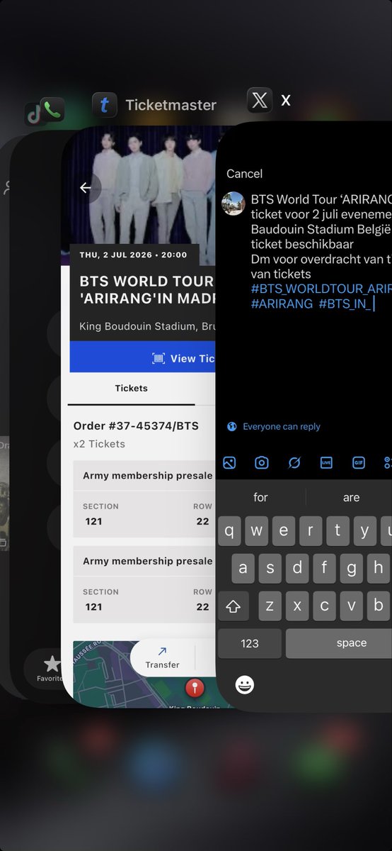 Drekonian's tweet image. BTS World Tour ‘ARIRANG’ in Brussel ticket voor 2 juli evenement in King Baudouin Stadium België . Ik heb 3x ticket beschikbaar
Dm voor overdracht van tickets en bewijs van tickets
#BTS_WORLDTOUR_ARIRANG #BTS  #ARIRANG  #BTS_IN_