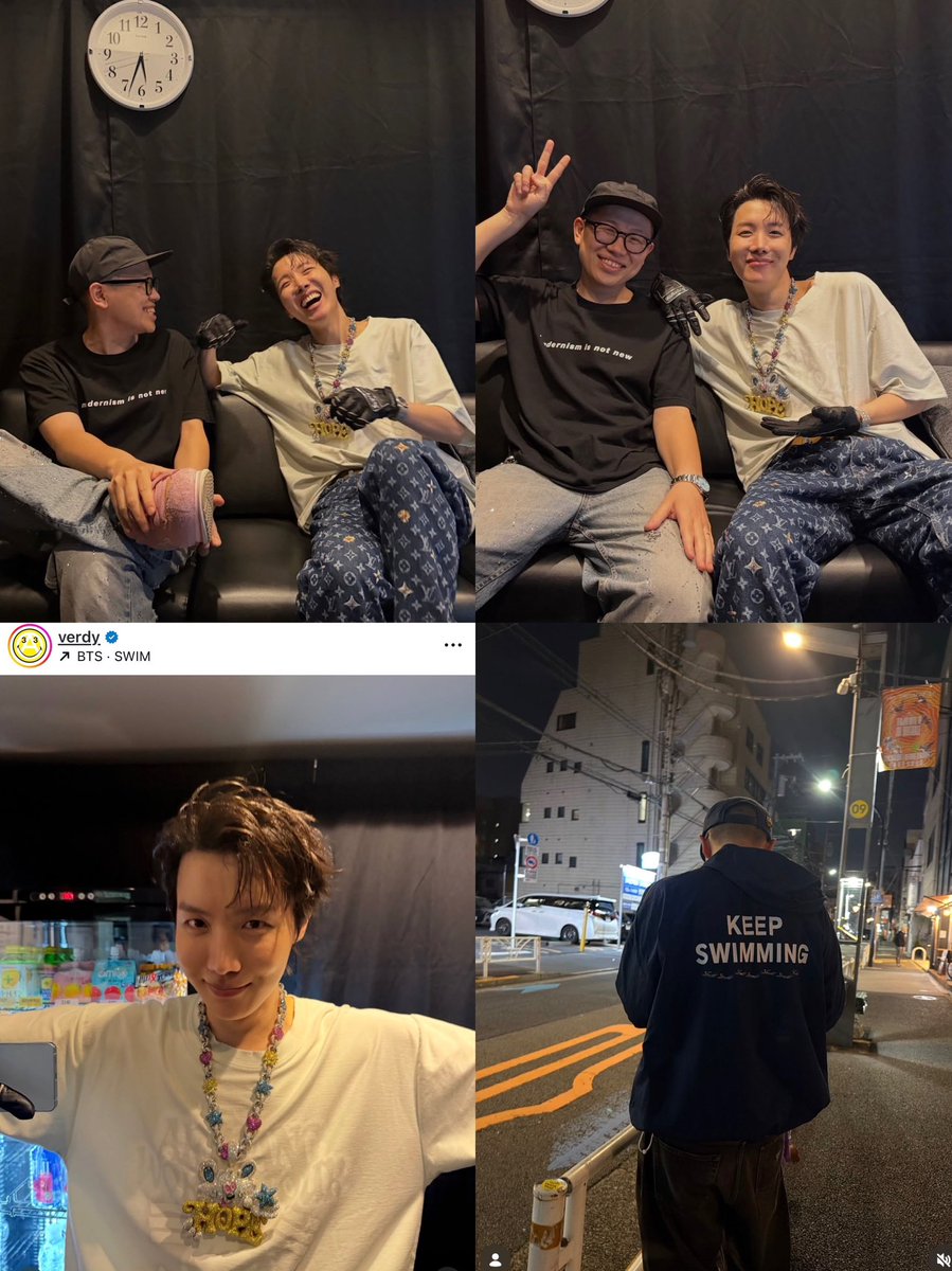 HobiCasa's tweet photo. #friendsofHope Renowned Designer, Verdy, shared back stage photos with his friend, j-hope! He watched the BTS ARIRANG JAPAN Day 2. Hobi is such a sweet friend because he made sure to wear the custom Verdy x Alex Moss necklace that was given to him last year for HOS TOUR FINALE ( j-hope also used it in Lollapalooza Berlin)
🔗 https://t.co/N0SSVeqH5z