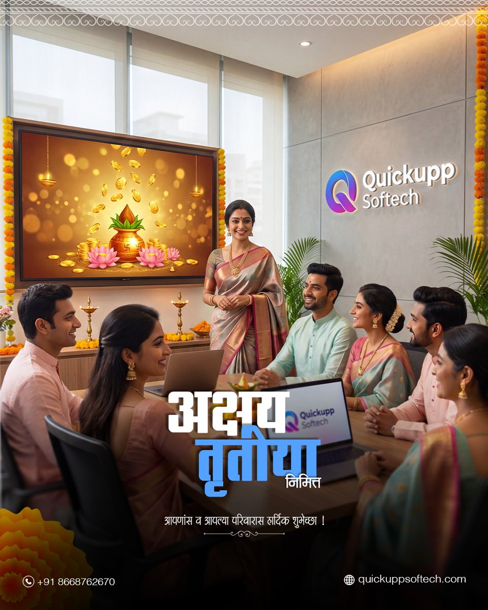 QuickuppM36550's tweet image. Some days are just dates.
Some days change your direction.

Akshaya Tritiya is not just about gold…
it’s about starting something that never stops growing.

Happy Akshaya Tritiya- from Team Quickupp Softech

#akshayatritiya #growthmindset #digitalgrowth #quickuppsoftech