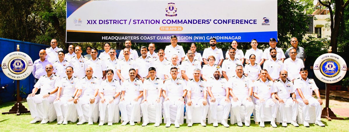 BeenaKhemani's tweet image. “Guarding the Seas: High-Stakes Coast Guard Conference Wraps Up in Gujarat”

The XIXth District and Station Commanders’ Conference and XVIth Regional Works Conference (#DSCC 2026) concluded successfully on April 17–18 at the #CoastGuard Regional #Headquarters (#NorthWest) in