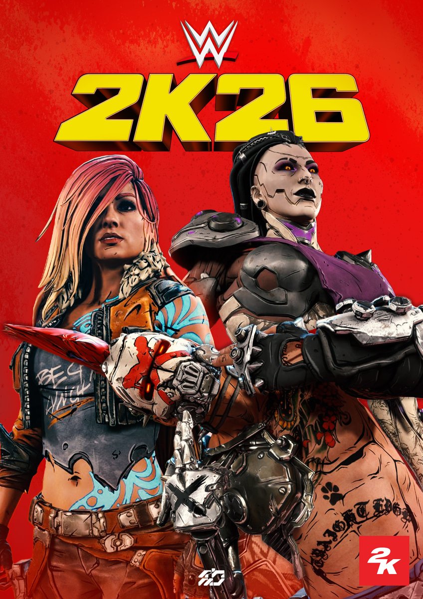Reuhmi's tweet photo. Je suis là je me prépare pour #Wrestlemania
Et là mon bro @EpikLive_  me dit qu'il y a une collab entre @WWEgames et @Borderlands 😳

Donc je lui ai proposé un petit visuel inspiré de #Borderlands4 pour son contenu !

Le projet complet 👉 https://t.co/8YiJxFanv8 https://t.co/7t7g2CSfI3