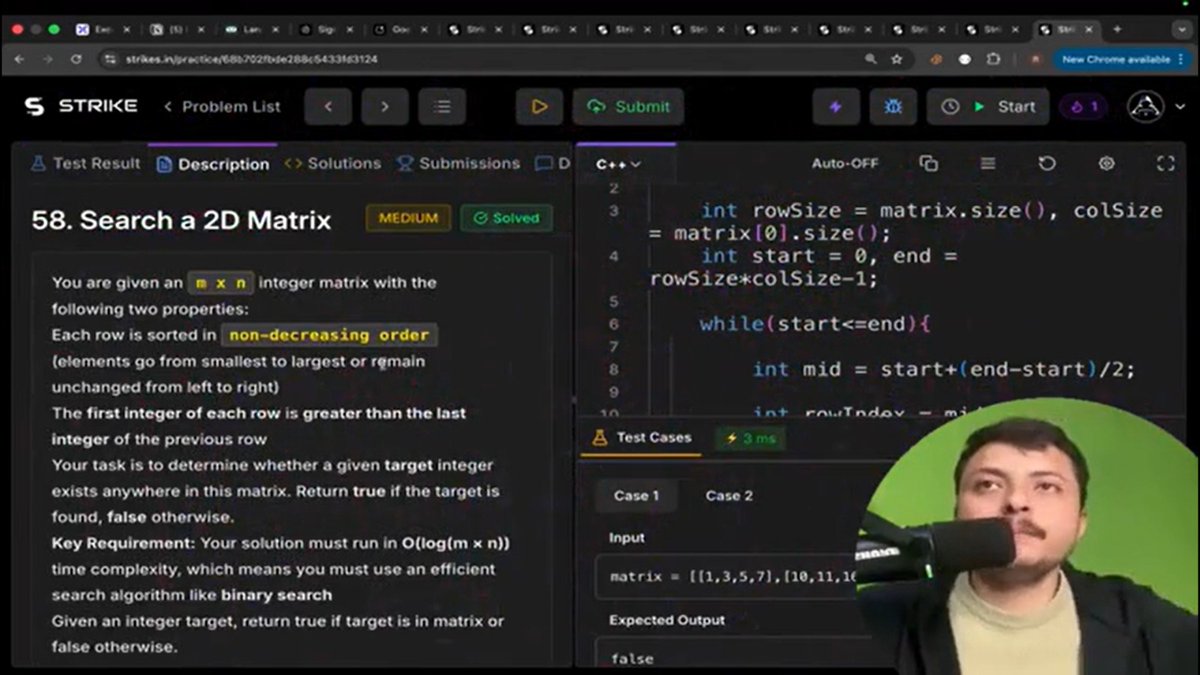 CodeMindsCraft's tweet image. Day 23 of DSA 📘
​📌 Today’s Progress:
• ➕ Matrix Addition: Performing element-wise 2D operations.
• 🔄 Rotate Image by 90°: Implemented via Transpose and Row Reversal.
• 🎯 2D Binary Search: Searching by treating a matrix as a flattened array.
@rohit_negi9 #DSA  #CoderArmy