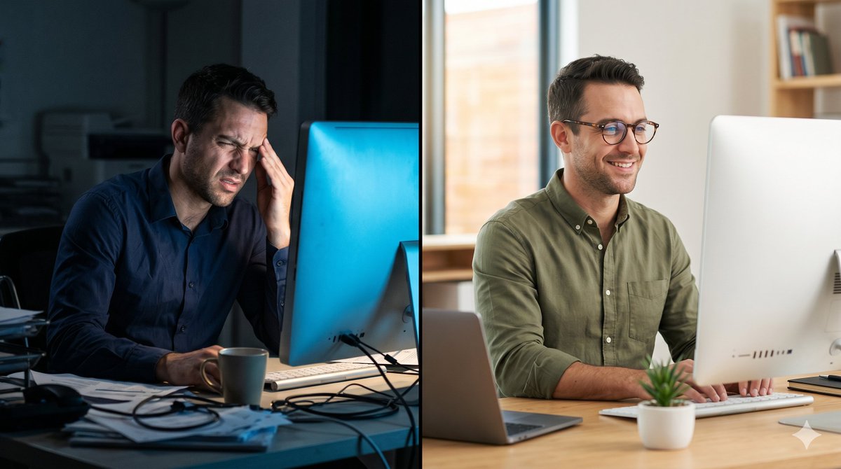 occhiali24bru's tweet image. L'efficienza parte dagli occhi. 👁️ Lenti WorkEasy a 200€: tecnologia FreeForm per visione intermedia perfetta. Stop alle distorsioni. #ProductivityTips #Ottica #WorkEasy