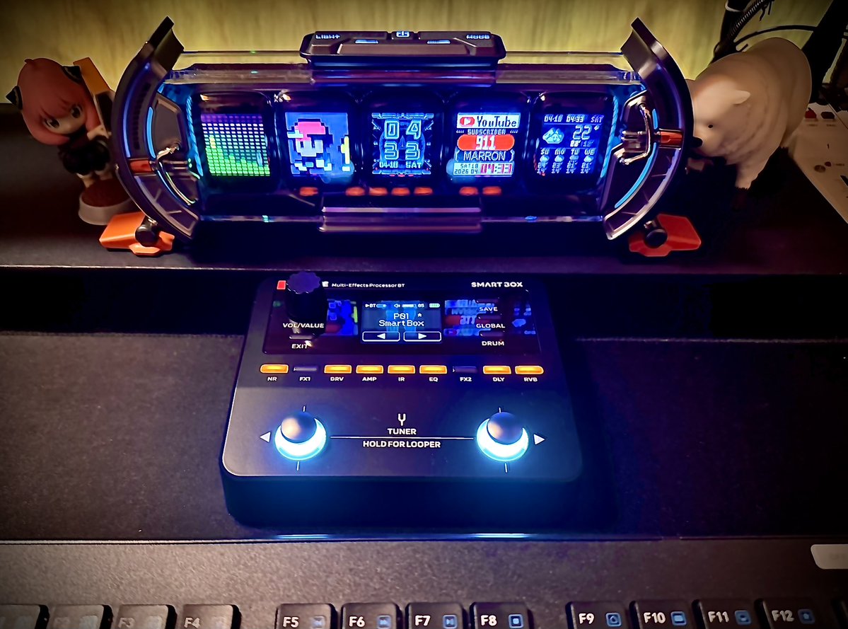 KAZ36961871's tweet image. お手頃なコンパクトマルチエフェクター購入♪
卓上に配置して、いろいろとNAMやIRも
試して遊んでます🔈

　『Sonicake SMART BOX』

#mng #エフェクター #ギター #guitar