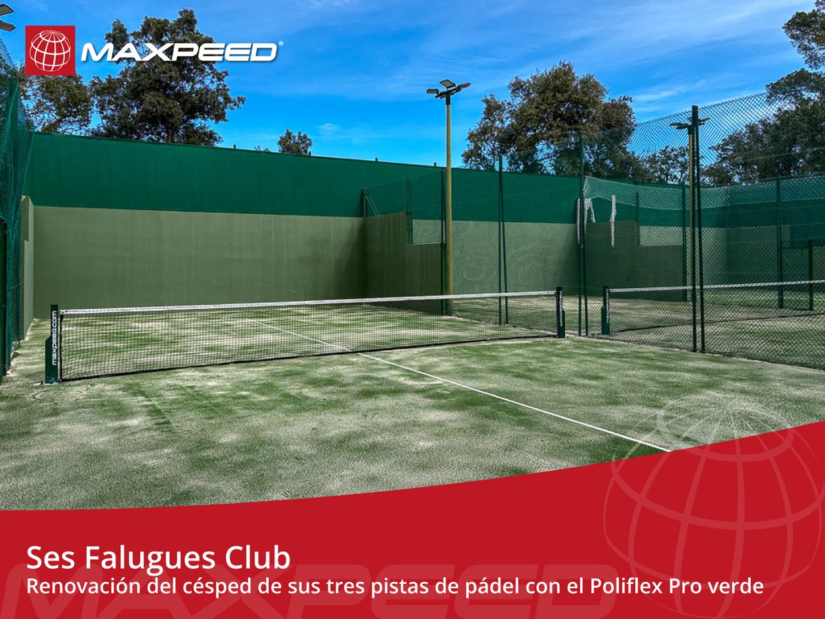 maxpeedsl's tweet photo. Ses Falugues Club confía en Maxpeed para la renovación del césped de sus tres pistas de . El material elegido para la ocasión, ha sido el exclusivo Poliflex Pro en color verde, desarrollado específicamente para pistas de  y que solo está en Maxpeed.

https://t.co/P0bLjhSQX0 https://t.co/XFiLRzuoAt