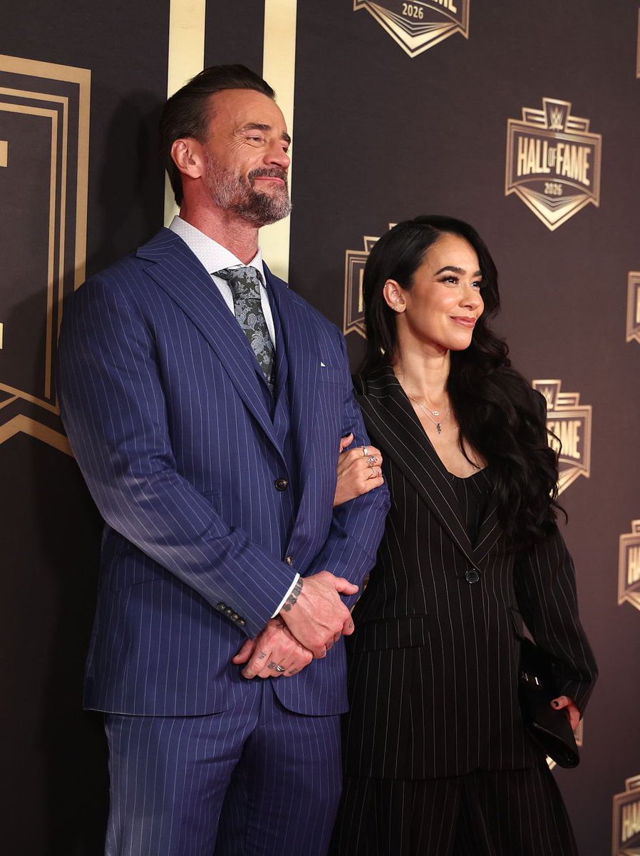 Punklee4ever's tweet image. CM Punk &amp;amp; AJ Lee 2026 WWE Hall Of Fame photos #CMPunk #AJLee #AJMendez #wwehof #wwehalloffame