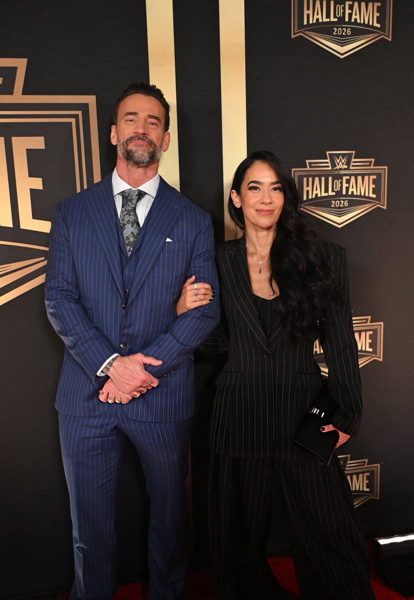 Punklee4ever's tweet image. CM Punk &amp;amp; AJ Lee 2026 WWE Hall Of Fame photos #CMPunk #AJLee #AJMendez #wwehof #wwehalloffame