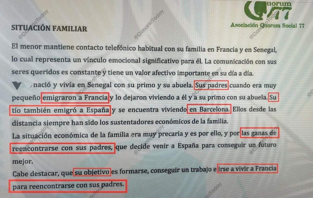 EL NEGOCIO DE LOS MENAS

Un MENA senegalés de un centro de Canarias quiere reunirse con su familia que está en Francia. Pese a insistir y expresarlo como recoge el informe la la ONG Quórum Social  77, permanece bajo tutela engrosando el negocio. El gobierno no dice na. ( De