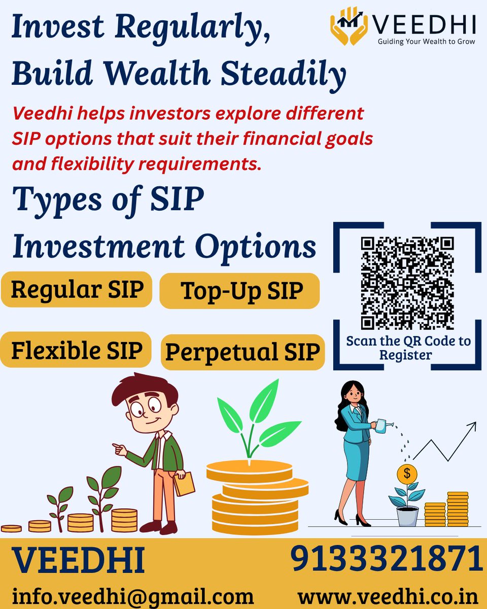 IVeedhi91004's tweet image. 💼 Invest Regularly, Build Wealth Steadily!

Start your SIP journey with VEEDHI 🚀
✔️ Regular | Top-Up | Flexible | Perpetual SIP
Small investments today = big returns tomorrow 📈
📞 9133321871
🌐 veedhi.co.in
#SIP #InvestSmart #WealthCreation