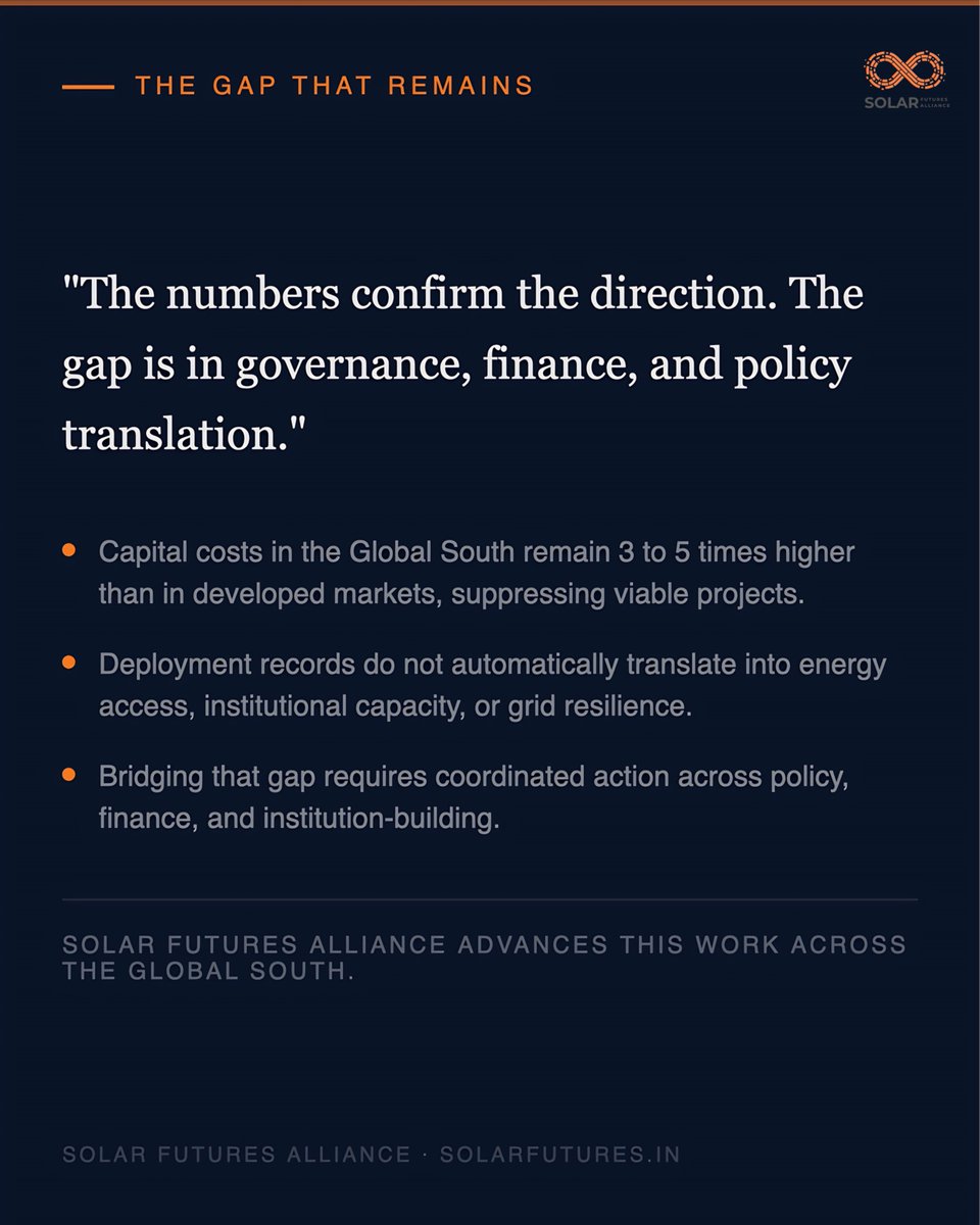 joinSFA's tweet photo. The gap between deployment and governance capacity between capital availability and capital accessibility, between policy ambition and institutional readiness is where the transition either holds or fractures.

That is precisely where Solar Futures Alliance operates. https://t.co/b5r0RonP3t