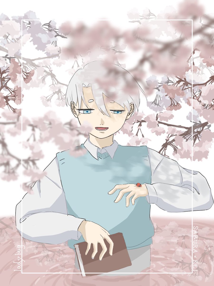 appurika's tweet photo. 桜の下、てんとう虫と戯れる黎様🧊

#吾妻のアニメFA https://t.co/3qb7ynZKIo