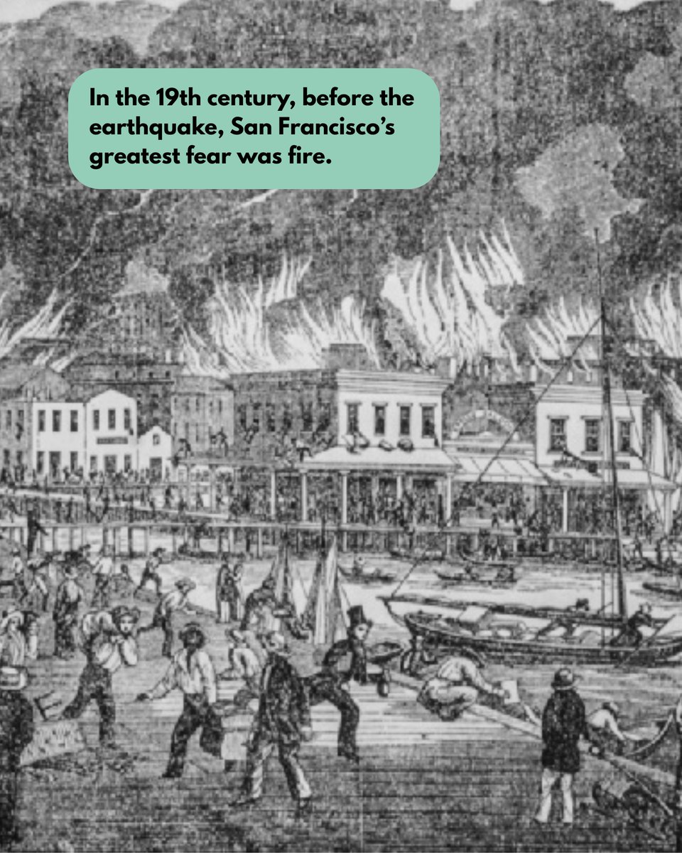 SF_emergency's tweet photo. Before 1906, fire was San Francisco's greatest urban threat. The city's wooden construction and rapid growth meant a single spark could level entire blocks. https://t.co/8aUIDmwrU3