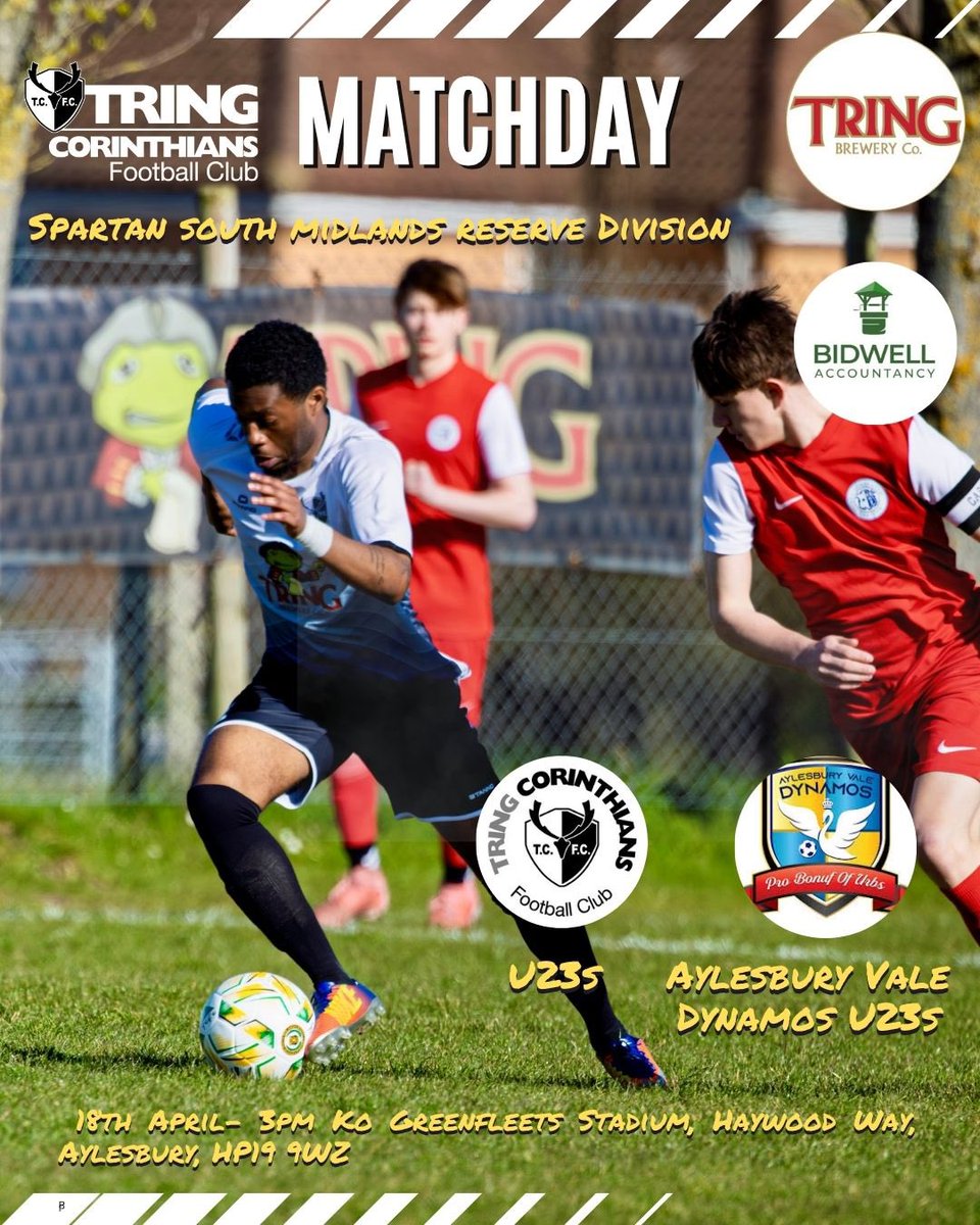 TCAFC_U23s's tweet photo. MATCHDAY ⚪️⚫️

📆: Today
🕒: 3pm KO
🆚: @ValeDynamos U23
📍: Greenfleets Stadium, Haywood Way, Aylesbury, HP19 9WZ
🏆: Spartan SMFL Reserve Division

@TCAFC_Official
Sponsors:
@TringBrewery
@BidwellAccount https://t.co/oPj2fFo5Su