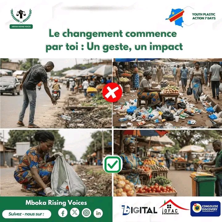 JonasAhana's tweet image. Chaque jour, jeter un déchet par terre semble insignifiant, mais ses effets se voient dans nos rues, marchés et sur notre santé.
Adopte les bons gestes : garde tes déchets, utilise les poubelles, protège ton cadre de vie.
#StopPollution#YouthAction #YPA72026 #MbokaRising #Plastic