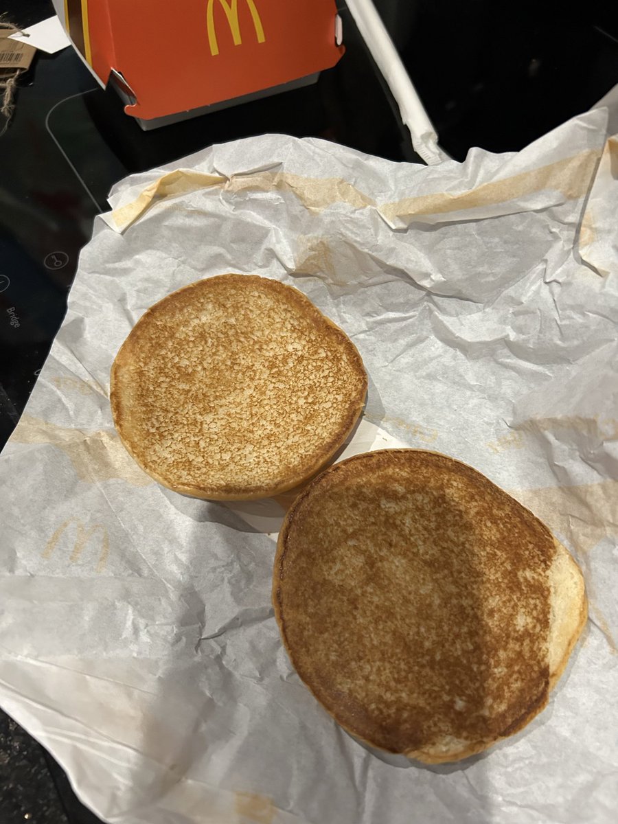 Blue_Boxgirl's tweet photo. A case of the missing burger and cheese! I know it’s plain but… @McDonaldsUK https://t.co/RFoovrrYXy