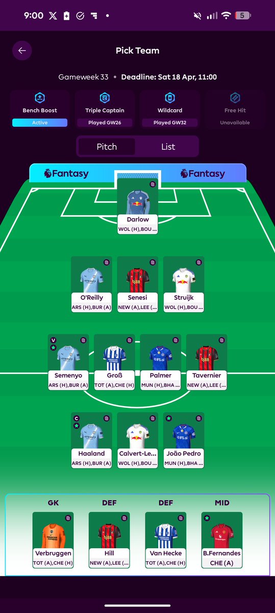 TomTalksFPL's tweet photo. GW33 🔒

BB active

OR 🌍 42,276

Good luck all!

#FPL #GW33 #FPLCommunity https://t.co/QJc2WPDB6g