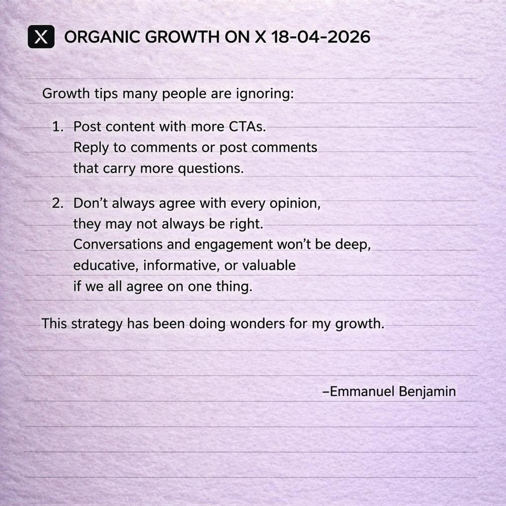 Emmanue42696164's tweet image. This simple shift changed my growth on X.
Most people are still ignoring it.

Do you actually use CTAs, or do you just post and ghost?

Accounts under 1k followers—read carefully.
Retweet so others can benefit 🙏

#SocialMediaGrowth #ContentStrategy