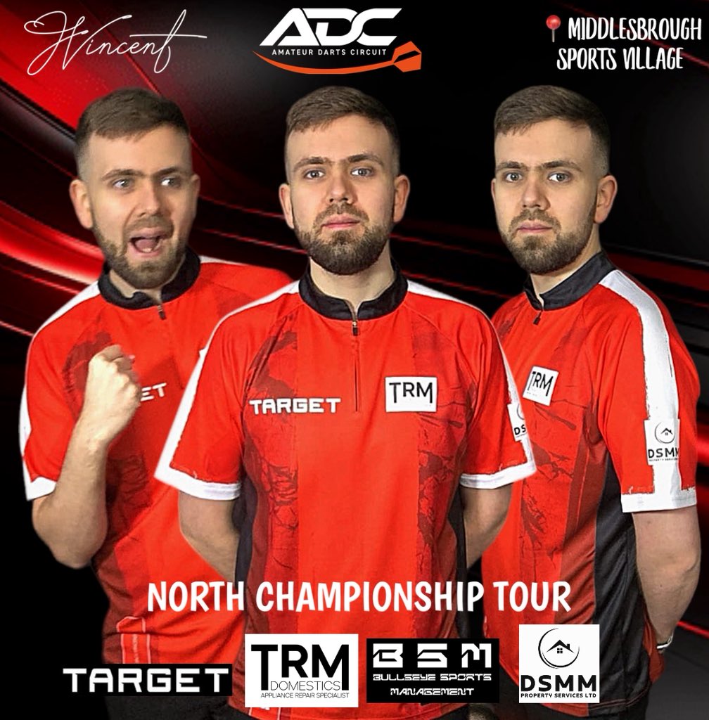 JCV180's tweet photo. All set in Middlesbrough, ready for four ADC North Championship Tour events, NC 1 &amp; 2 start today let’s go 🤙🏻

Thanks as always for the support ❤️

@TargetDarts 
@BSMSports180 
TRM Domestics 
@DunstableGlass https://t.co/d5M84gk6jT
