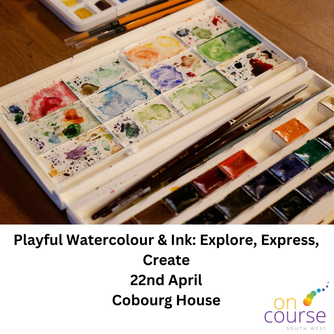 OnCourseSW's tweet photo. 🎨✨Join us for Playful Watercolour &amp; Ink course, a 5-week journey into the beautiful world of messy, joyful, and expressive art.

Suitable if you're a total beginner or an artist looking to break a creative block👉https://t.co/feQ5T4Iedx

#CreativeCourse #Plymouth #AdultLearning https://t.co/raTR6lUqji