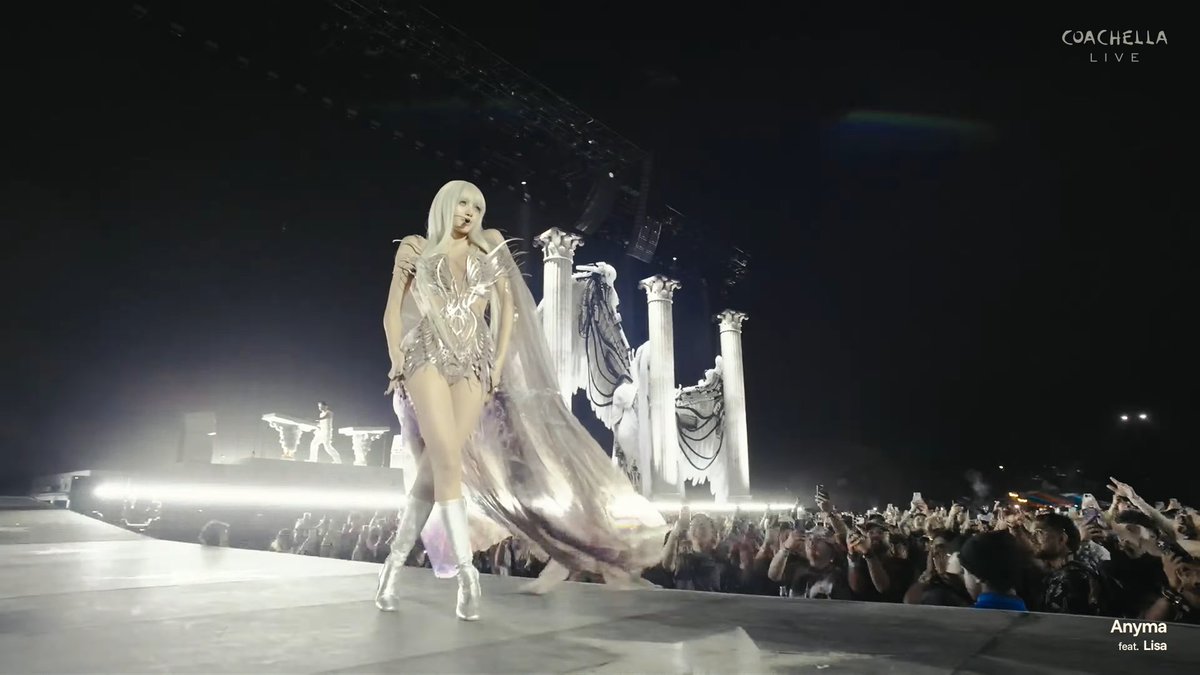 LISA astonishes everyone with her appearance as she performs “Bad Angel” at Coachella’s Main Stage during Anyma’s set today.
