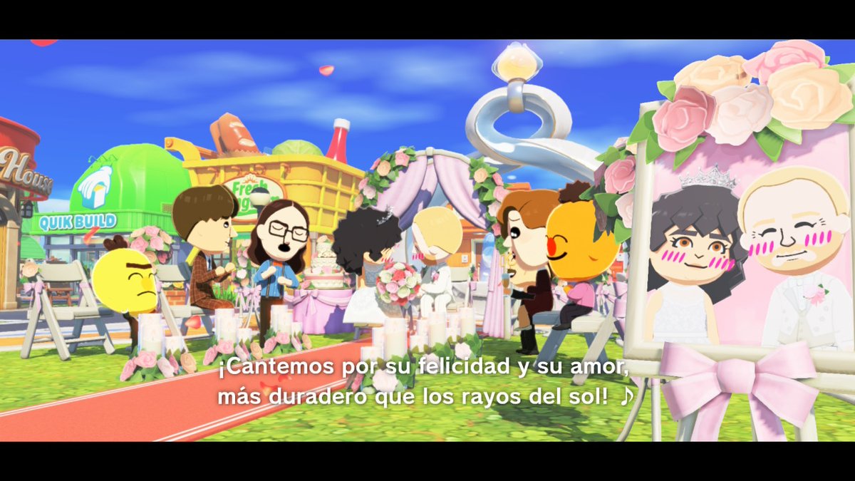 Joder, sólo ha pasado un día y Ernesto y yo ya estamos casados en el Tomodachi, that was fast