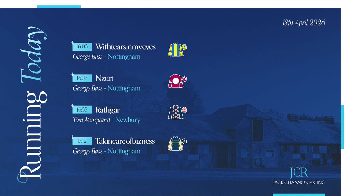 ChannonRacing's tweet image. A busy day for the team with eleven runners, including Sukanya who heads to Newbury this afternoon for her seasonal reappearance in the Group 3 Fred Darling Stakes under David Probert for owners @OpThoroughbreds 🐎

Wishing all connections the very best of luck 🤞🏼

#JCR
