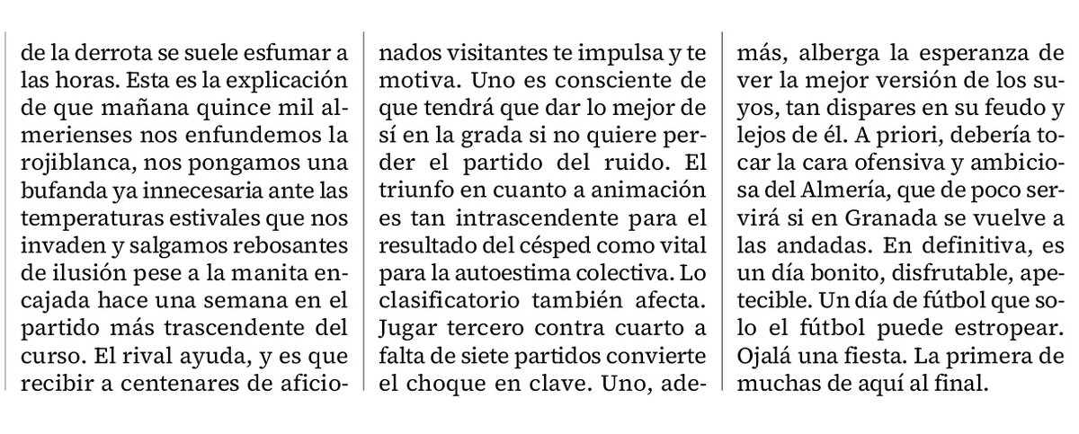 Mañana se viene una maravillosa jornada de fútbol que solo el propio fútbol puede estropear.

Lo de los sábados en el Diario de Almería.

«Días bonitos»