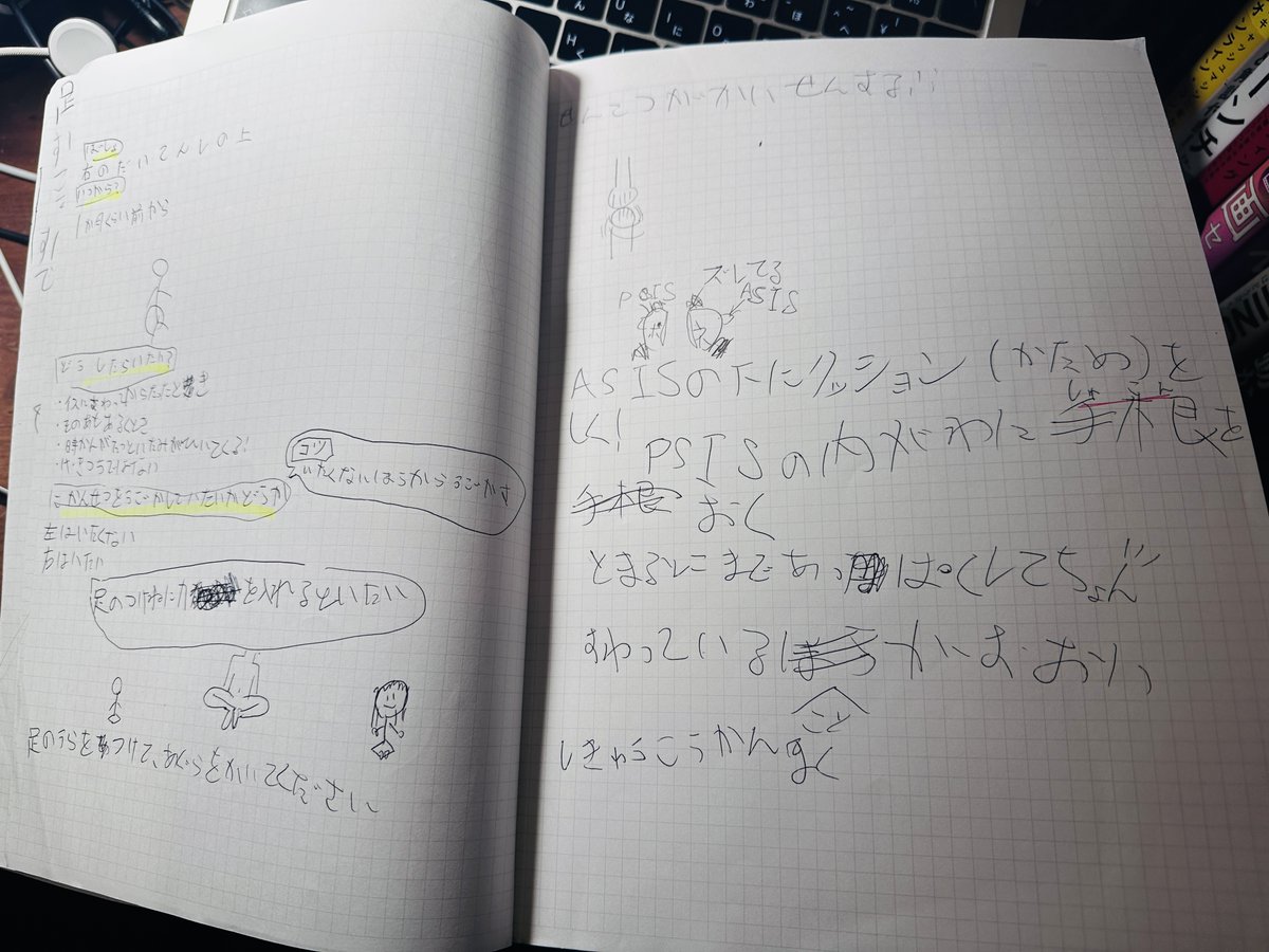 tb_over's tweet photo. 娘が小学生のころに、子供でもできる整体の手技を教えていたときのノートがリビングに落ちていました。
整体の練習台がいなくて頓挫したんです。 https://t.co/NNihLIpoTI