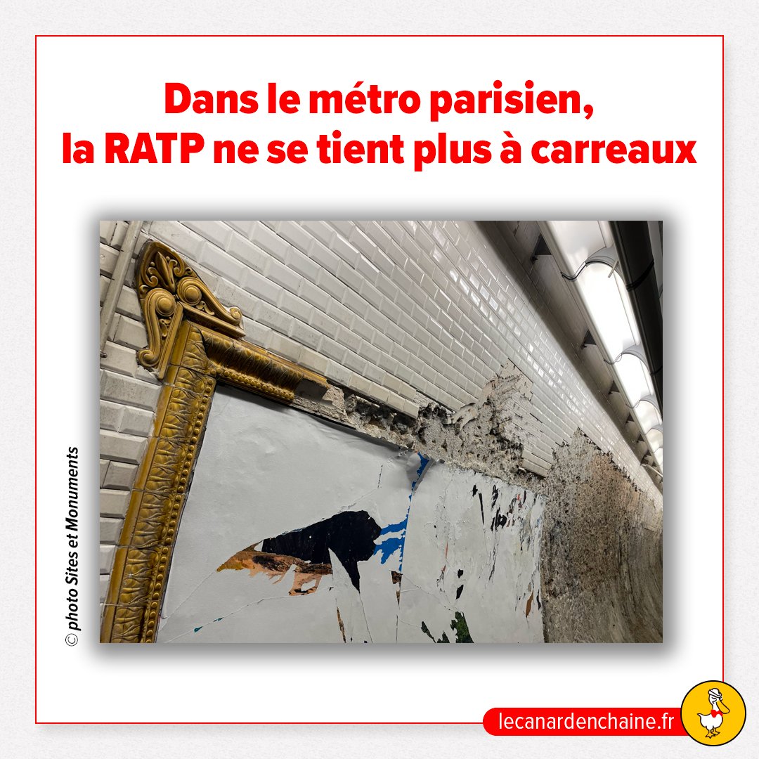 Sur la ligne 10 du métro, les célèbres carrelages indiquant le nom des stations et entourant les panneaux publicitaires sont détruits au profit d'une déco bas de gamme. Le charme des années 1920 est prié de descendre à la prochaine…
➡️ tinyurl.com/54rdvv6r