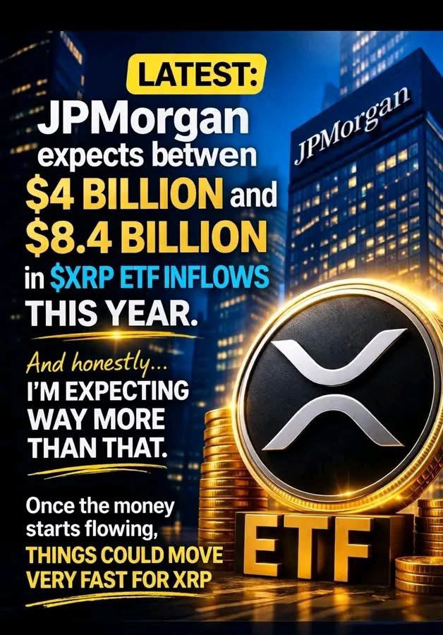 eddo_farina's tweet image. 🚨 BIG MONEY IS COMING 🚨

JPMorgan is projecting $4B–$8.4B in XRP ETF inflows this year…
But that might just be the starting point.

When institutional capital starts flowing,
it doesn’t trickle — it floods. 🌊

XRP isn’t waiting. It’s positioning. ⚡️

#XRP #XRPETF #CryptoNews