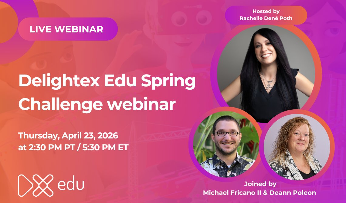 Rdene915's tweet image. Ready to boost engagement with AR, VR, and student creativity? Join us to explore how @Delightex_Edu helps learners design interactive STEM projects that make learning stick. 🎯
Sign up: tinyurl.com/DelightexWeb
#education #STEM #STEMEd #coding #AI #learning #AIinedu