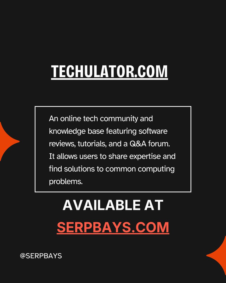 serpbays's tweet image. Day 22/100: Techulator.com — DR 46 | AS 34 |
 Niche: Computer &amp;amp; Electronics / Technology 🔗
A thriving tech community with software reviews, tutorials &amp;amp; Q&amp;amp;A forums.
Get placements at 👉 serpbays.com 
#SEO #GuestPost #LinkBuilding #Backlinks