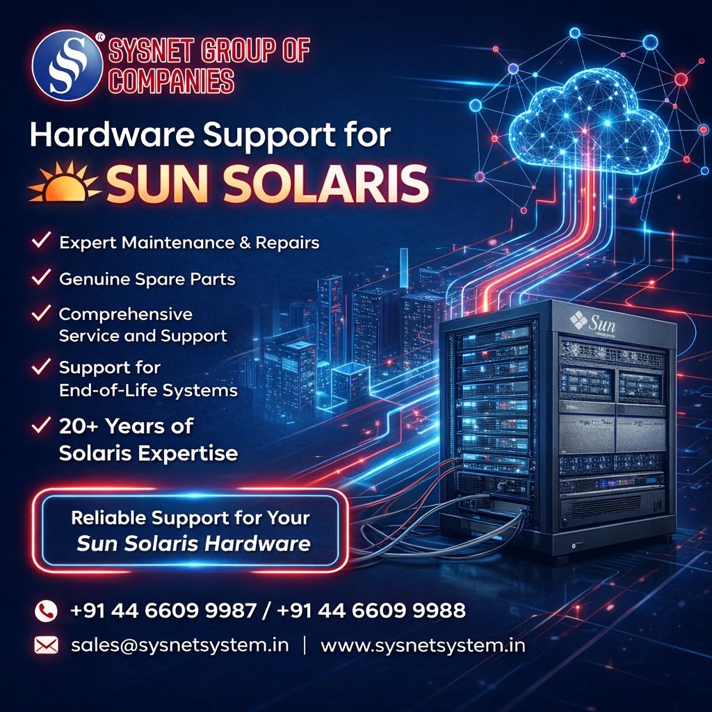 sysnetsystem_'s tweet photo. 🔧 Expert Hardware Support for Sun Solaris!
✅ 20+ years of expertise
✅ Maintenance, Repairs &amp; Genuine Parts
✅ End-of-Life Systems Support

Contact us today!
📞 +91 44 6609 9987
🌐 https://t.co/R13tizrGZU

#SunSolaris #TechSupport #SysnetGroup #ITSupport #SolarisExpert https://t.co/MamPvZW4IJ