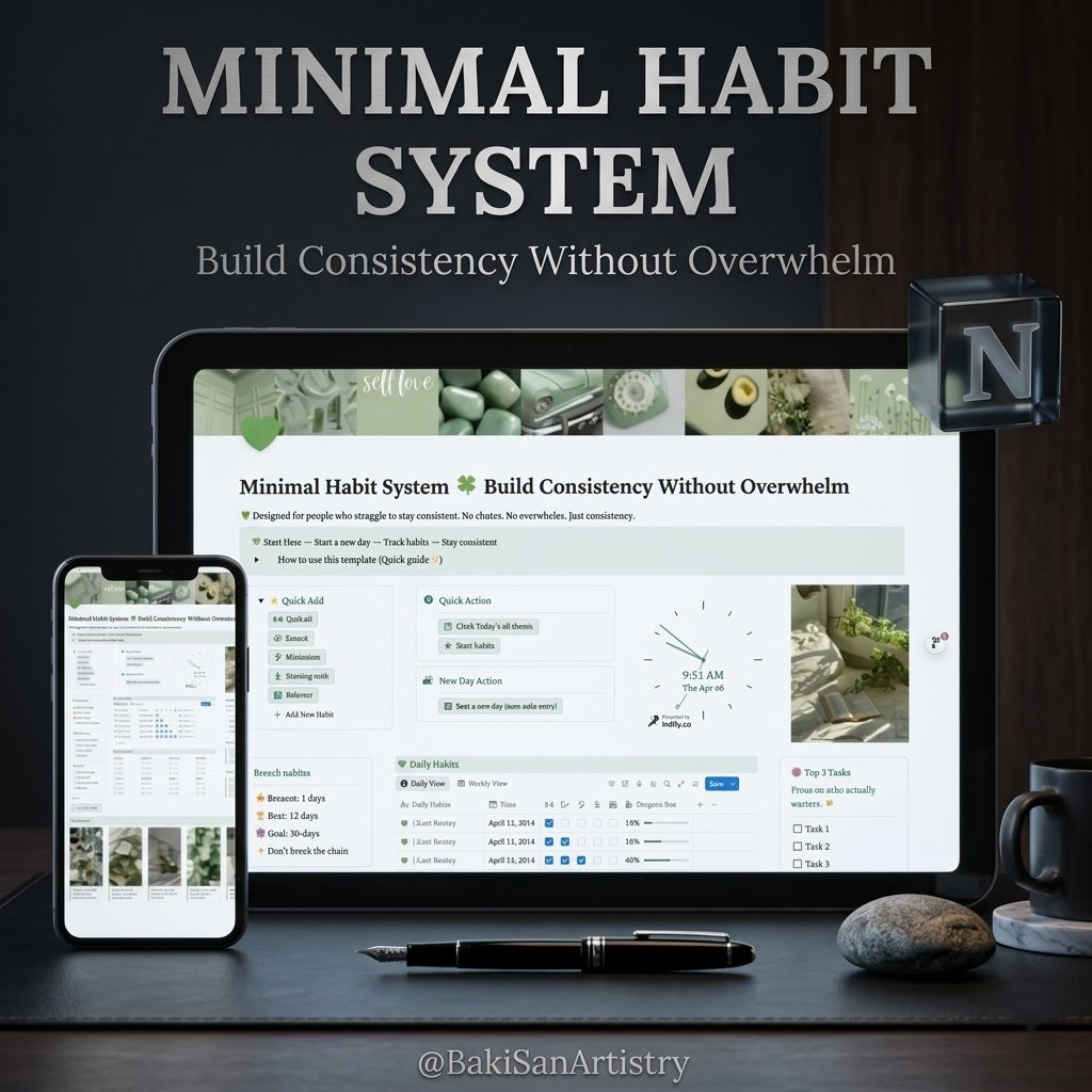 BakiSanArtistry's tweet image. I built a minimal habit system
because complex ones never worked for me
Simple. Clean. Consistent 🍀

#notiontemplates #habitbuilding #productivitytips #consistency #personaldevelopment
Link in bio