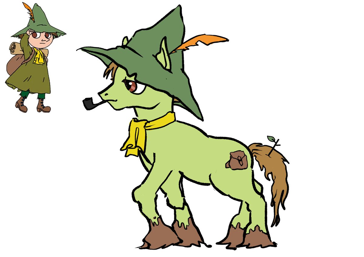 sektunas's tweet image. Moomin characters as ponies! 1/5 snufkin #mlp #moomin #snufkin