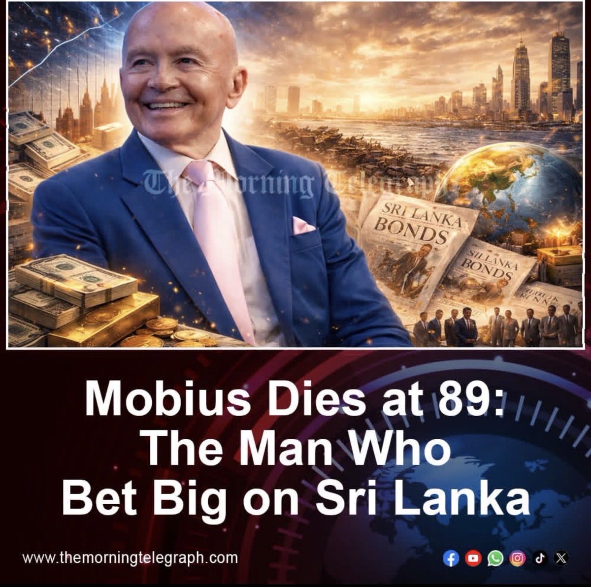 dineshwee's tweet photo. RIP to Mark Mobius, widely credited as a pioneer of emerging markets investing, who passed away on Wednesday at the age of 89. He was a great friend of Sri Lanka, and I had the privilege of working with him on several fronts to support the country’s investment outlook. https://t.co/7ilLIIkEvS