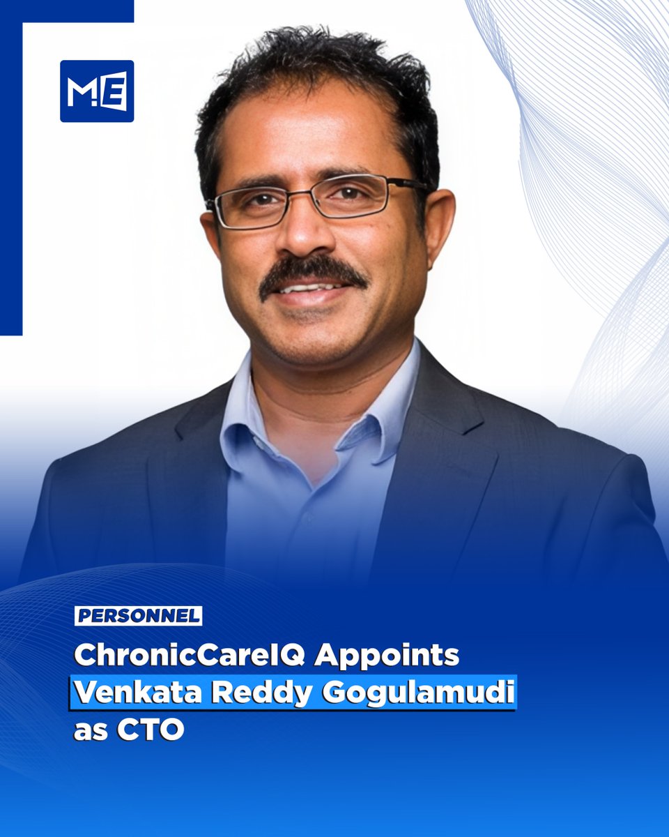 MedEdgeMEA's tweet image. @ChronicCareIQ  names Venkata Reddy Gogulamudi as CTO to drive AI-powered chronic care solutions.

#HealthTech #AIinHealthcare #HealthcareNews #Mededgemea