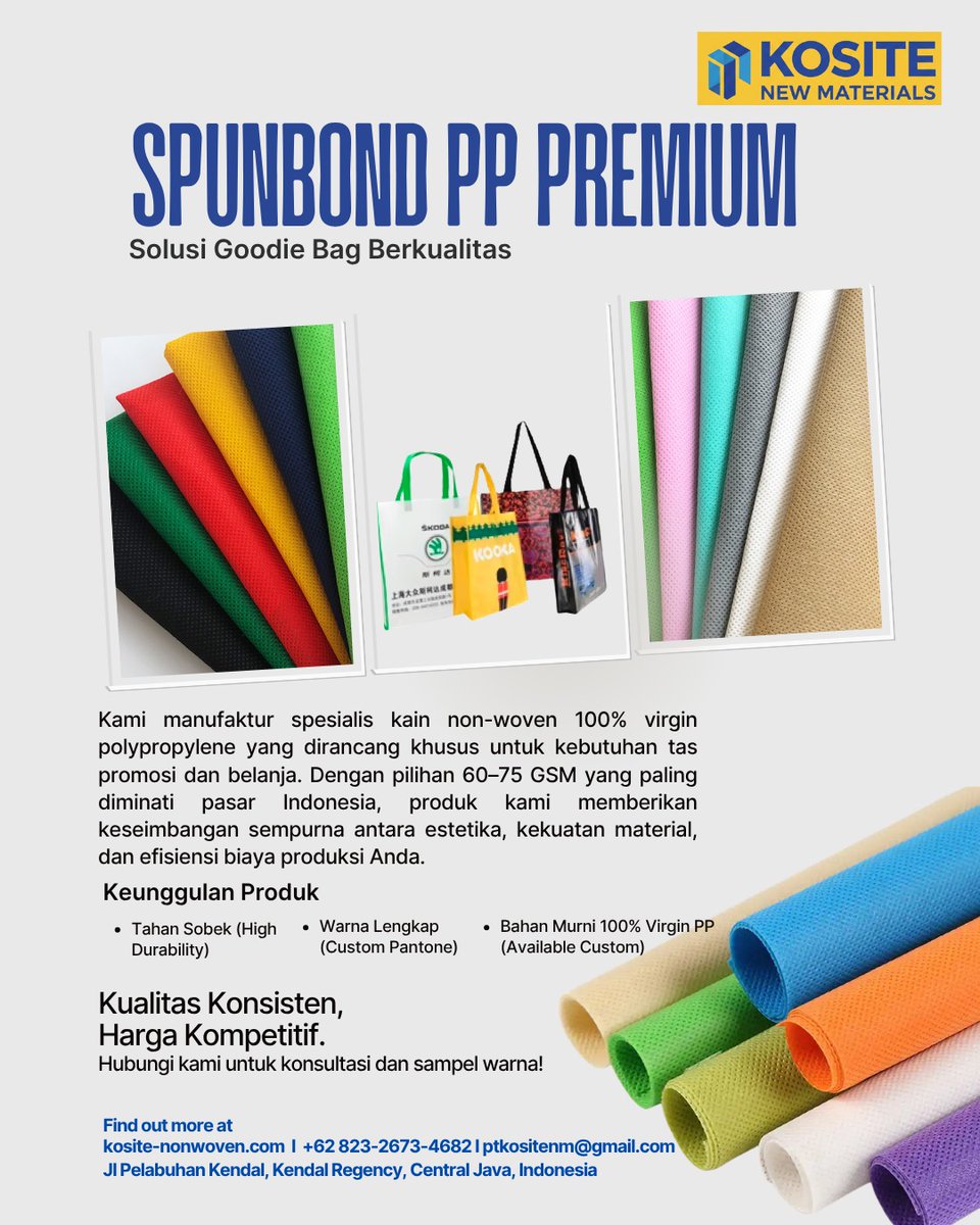 BAOLINWAN129154's tweet image. Kami siap mendukung rantai pasok Anda dengan kapasitas produksi besar dan standar kualitas internasional. 
#NonWovenSupplier #PPSpunbond #EcoFriendlyPackaging #ReusableBagMaterial #USManufacturingSupply #UKRetailSuppliers #VirginPolypropylene #B2BTextiles #IndonesiaExport