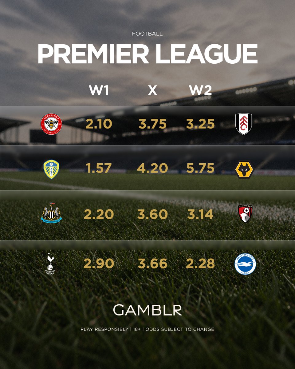 Betting On The Premier League With Crypto? ⚽️

⚡️ Brentford vs Fulham 
⚡️ Leeds vs Wolves
⚡️ Newcastle vs Bournemouth 
⚡️ Tottenham vs Brighton 

Who are you backing? 💰