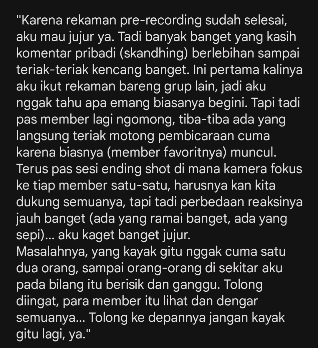 Aku dan mungkin solomon lain sudah gak terlalu berharap untuk moa memperlakukan Taehyun sama seperti member lain karena aku sadar ini akan terulang lagi dan lagi.

Disini kami bisa dukung penuh apa yang gak Taehyun dapat secara adil dari moa lain (walaupun sambil nangis).

Tapi