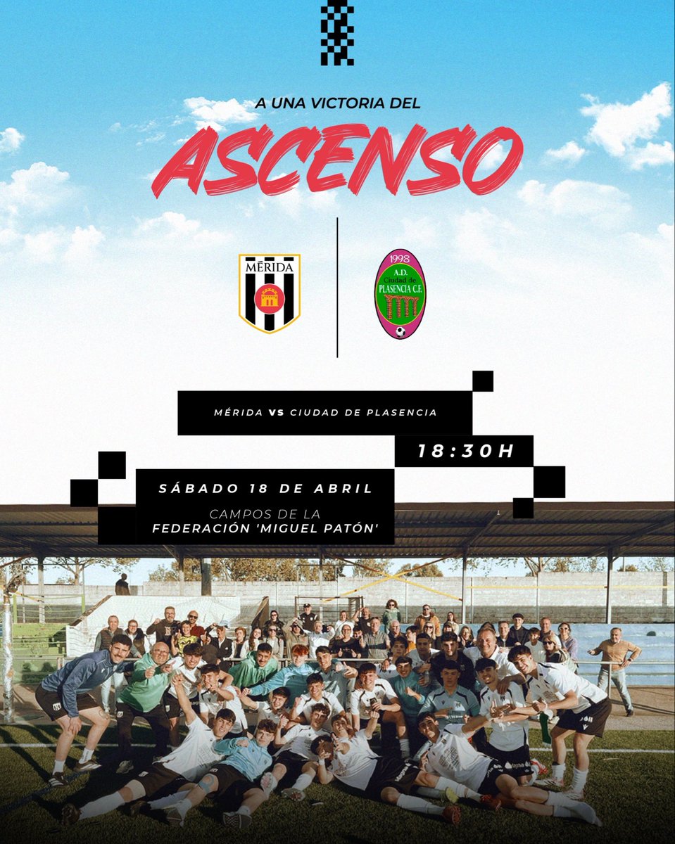 Academia_Merida's tweet photo. 🙌🏻 ¡ES HOY! ¡ES HOY! nuestro #JuvenilA puede volver a ser equipo de División de Honor 🔝

😉 ¡Nos vemos esta tarde, romanos! ⚪️⚫️ https://t.co/mSiIkvZd5n