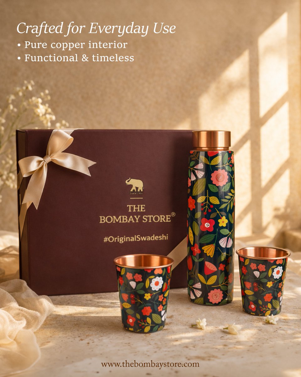 thebombaystore's tweet image. A gift, when chosen well, stays long after the moment has passed.

Crafted with a pure copper interior and made to be part of daily rituals.

Explore the collection in-store or at thebombaystore.com.

#TheBombayStore #Swadeshi #MadeInIndia #CopperGiftSet #GiftingIdeas