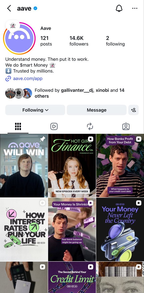 parisrouz's tweet photo. Lots of SmartMoney™ brewing on the @aave IG, YouTube, and TikTok 👻 https://t.co/bbcEvqK8Jd