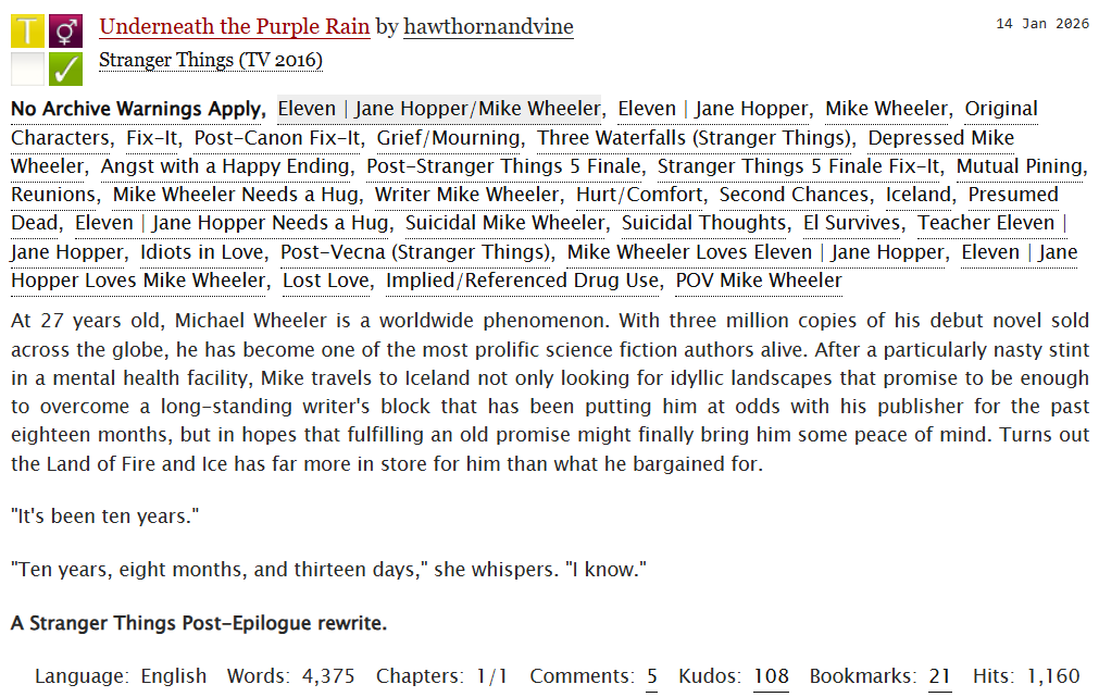 MilevenFics's tweet photo. #MilevenFicRec
Underneath the Purple Rain
by hawthornandvine
https://t.co/ZQhmoLBEuH
#OneShot #PostS5 #Angst #HurtComfort https://t.co/Sihu6yyUa5