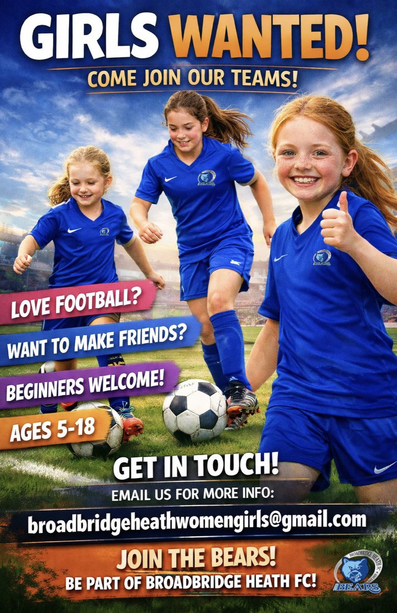 Looking for a fun way to stay active, make new friends, and build confidence?

Join our amazing girls’ football community — where everyone is welcome, no matter your experience!

✨ Beginners encouraged
👯 Make lifelong friendships
🔥 Build skills &amp; confidence
🎉 Have fun every