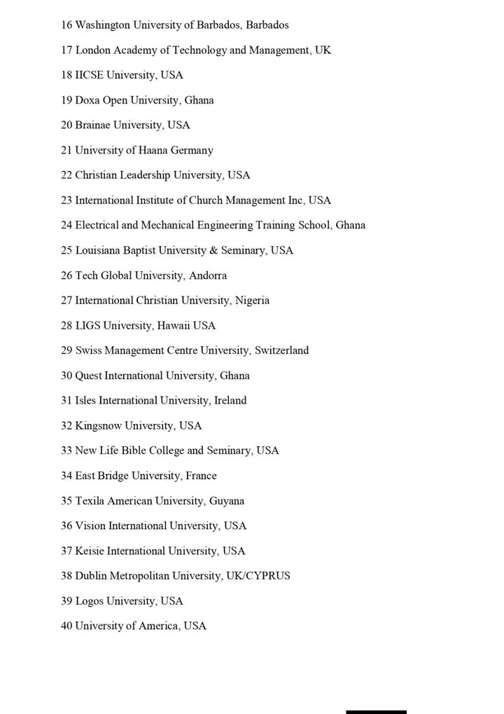 Noticeboardgh's tweet photo. 📍📍JUST IN📍📍
GTEC releases updated list of unrecognized institutions in Ghana as of April 2026. Prospective students and the public are advised to verify accreditation status before enrolling to avoid complications. #GTEC #EducationGH #Accreditation https://t.co/DY3tsesXFn