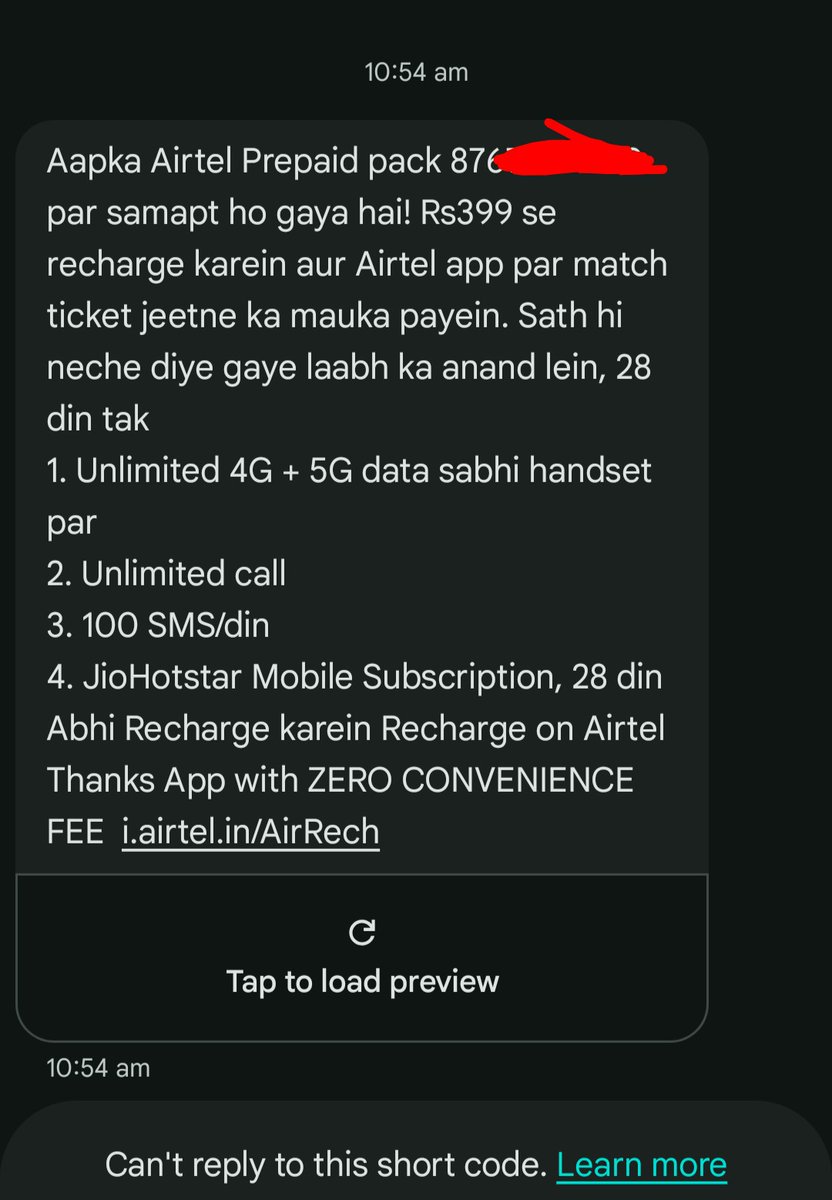 sumitvkabra's tweet photo. @airtelindia I recharged my mobile no on 16th April, 2026, still I received following messages &amp; my services were stopped today. I had to recharge again. @MoIB_Official https://t.co/Io8wqRc6Ca