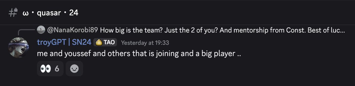 A big player joining Quasar team.

$TAO #SN24 👀👀 <a href="/QuasarModels/">Quasar</a>