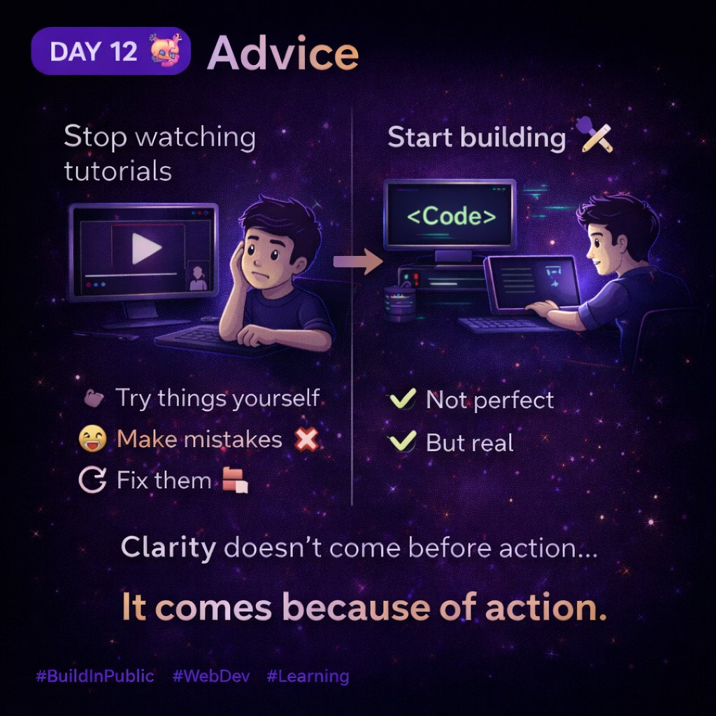 shivhare3515's tweet image. Day 12 building my URL Shortener 🚀

Advice to myself:
Stop tutorials.
Start building 🛠
Clarity doesn’t come before action.
It comes after.
#BuildInPublic #WebDev #Learning
