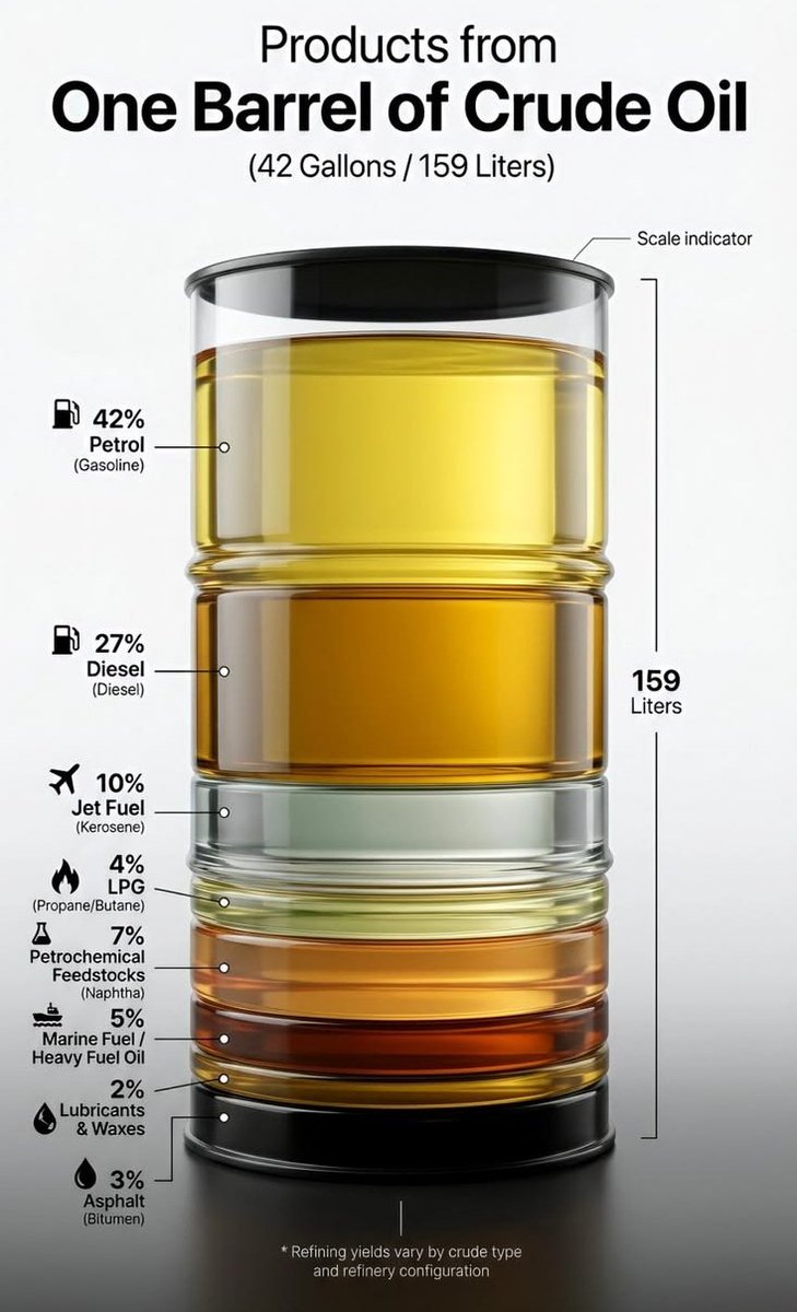 Invent1ons's tweet photo. One barrel of crude oil https://t.co/juQzrDVb8D